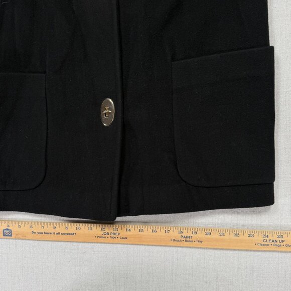 Vintage Anne Klein II Wool Coat Black Button Front Mid Length Chest Size 46" - Picture 9 of 13